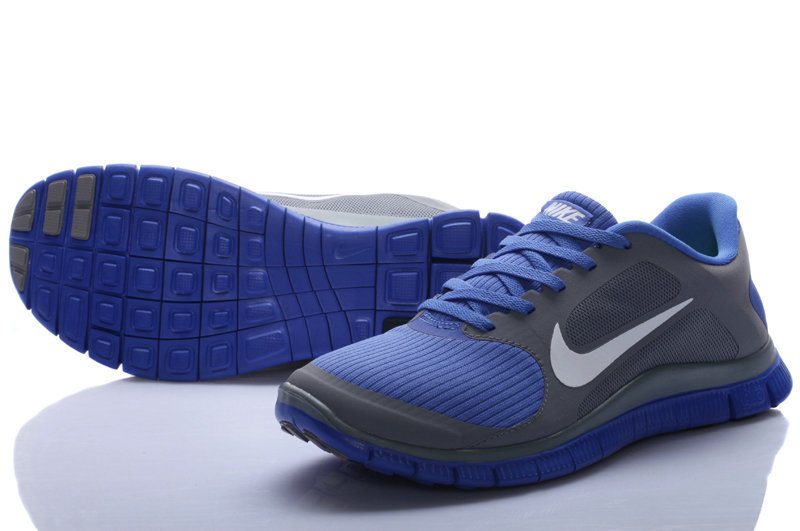 Hot Nike Free4.0 Men Shoes Gray/White/Blue